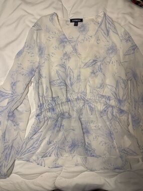 Express Blue and White Floral Bed Duvet Cover